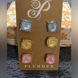 Plunder Alondra earrings. 3 pairs of Valentines post. New in pouch